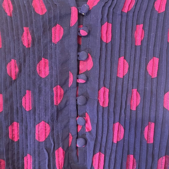 J.B.S. Navy and Pink Polka Dot Midi Dress - Picture 2 of 6